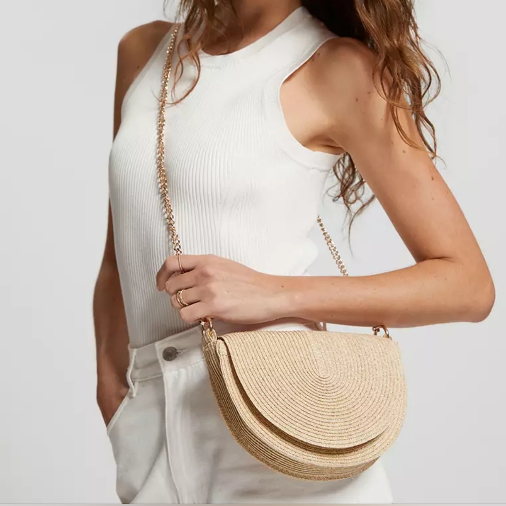 Tan Woven Shoulder Bag